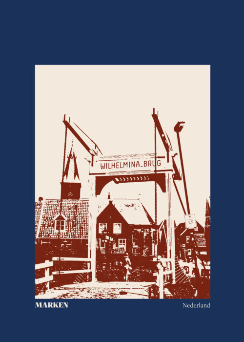 marken met blauw passe-partout