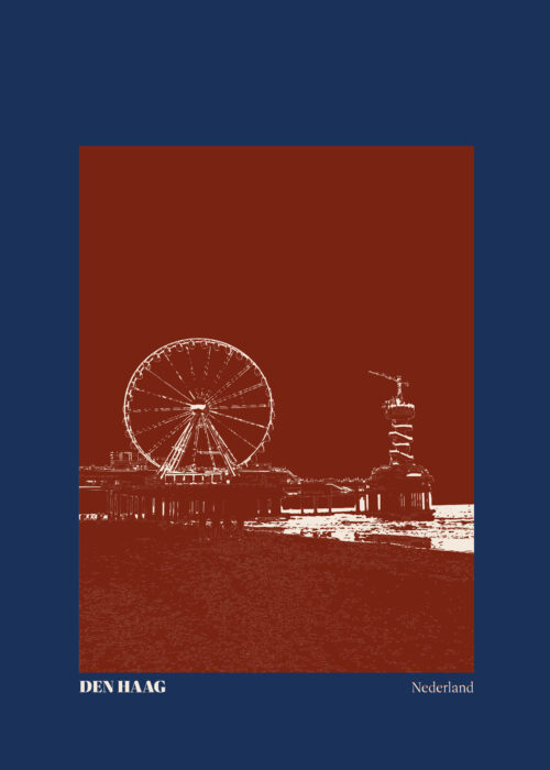 Stillorange illustratie van het reuzenrad op de Pier van Scheveningen in Den Haag