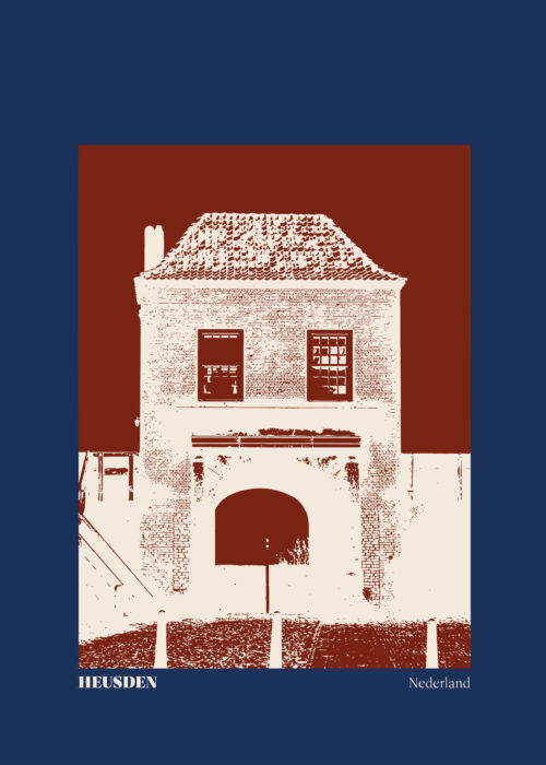 Stillorange illustratie van de stadspoort van vestingstad Heusden