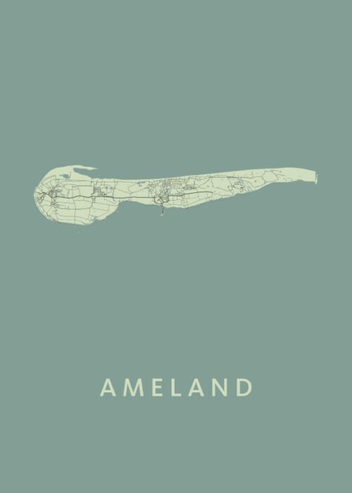 Ameland Stadskaart poster Olive