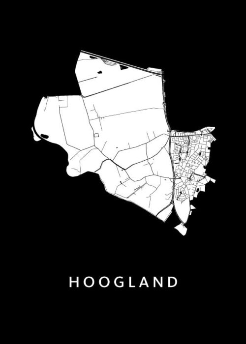 Hoogland Black Stadskaart Poster Kopen