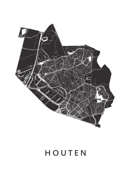 Houten White Stadskaart Poster Kopen