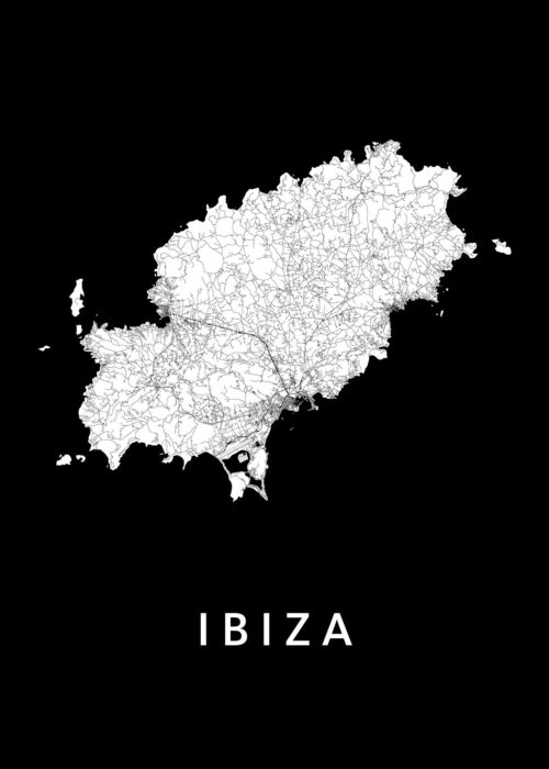 Ibiza Eilandkaart - Black