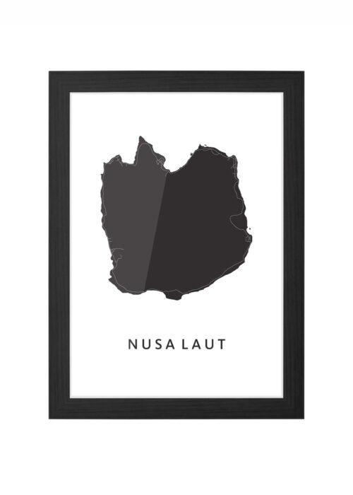 Nusa Laut Eilandkaart Poster ingelijst in zwarte lijst