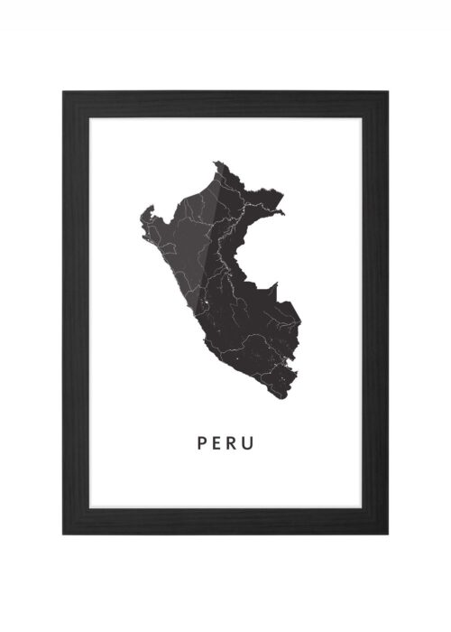peru landkaart poster ingelijst in zwarte lijst