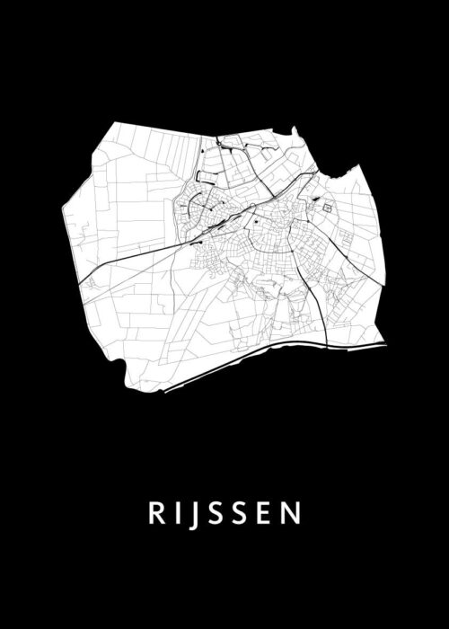 Rijssen Stadskaart - Black poster