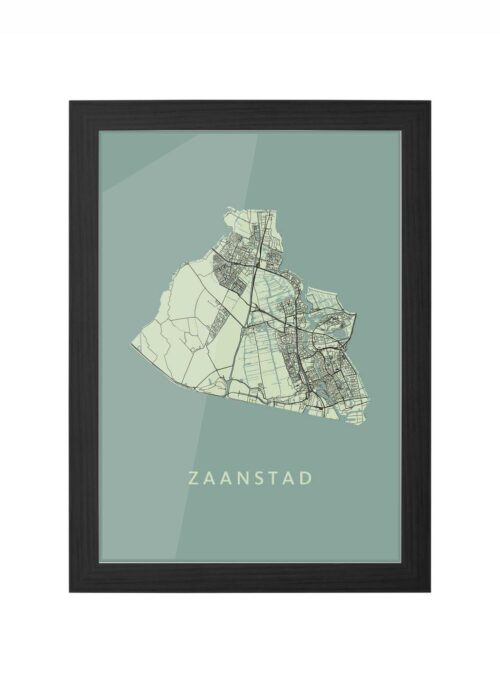 zaanstad stadskaart poster ingelijst in zwarte lijst