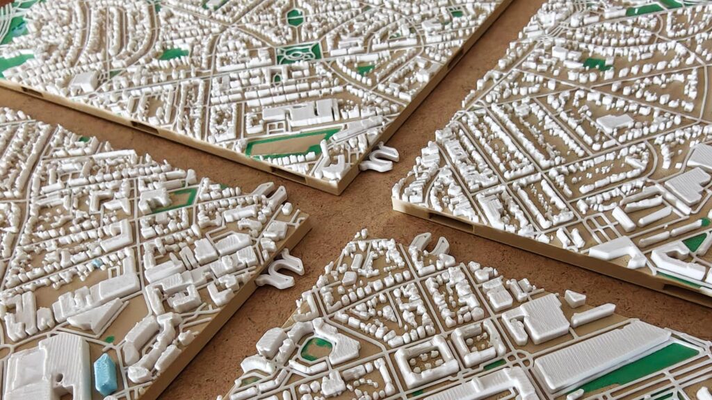 4 delen stadskaart 3D