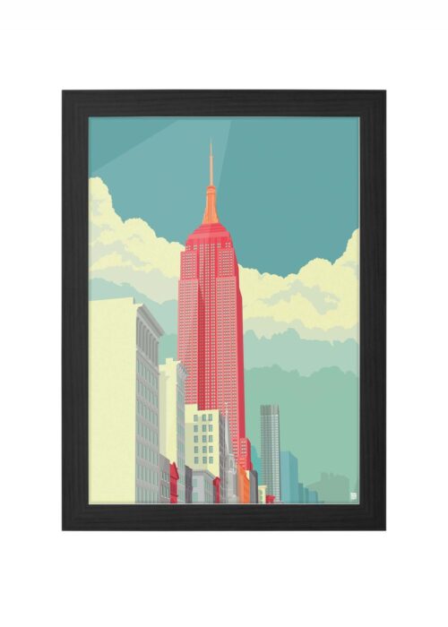 new york - fifth avenue stadsgezicht poster ingelijst in zwarte lijst