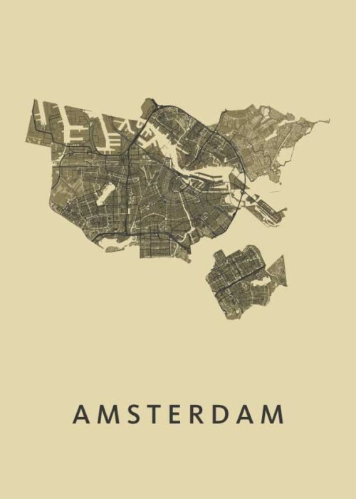 Amsterdam stadskaart poster GoldenRod