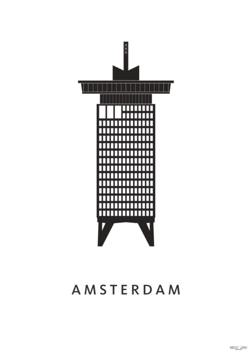 A'Dam Toren - Amsterdam lijntekening print