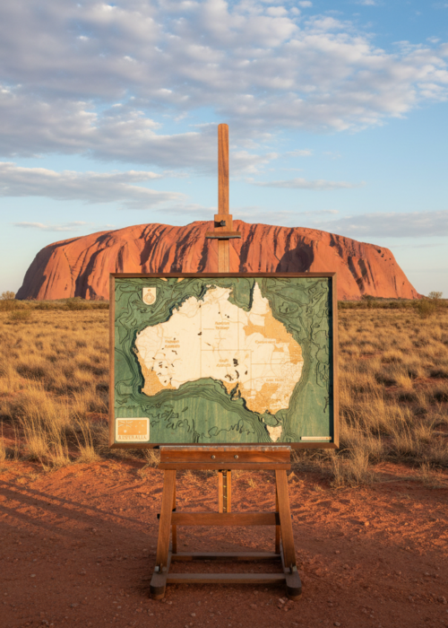 Australia 3D Reliëf Wandkaart van hout - Versie L