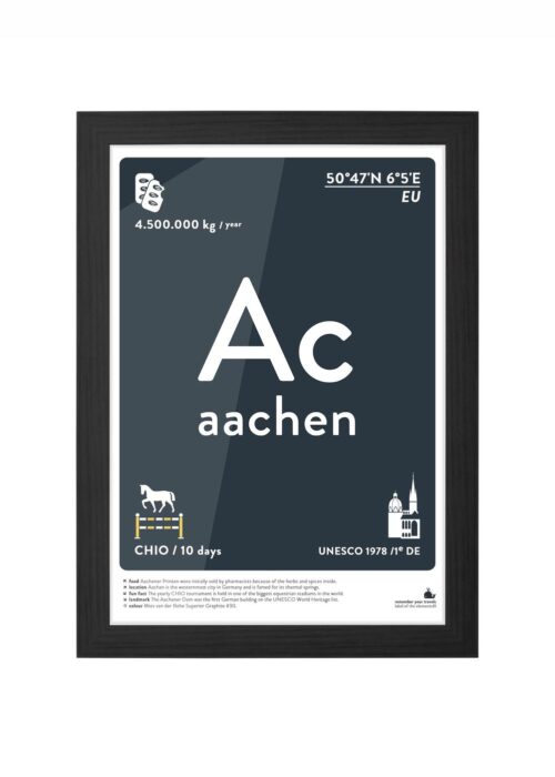 aachen typografie poster ingelijst in zwarte lijst