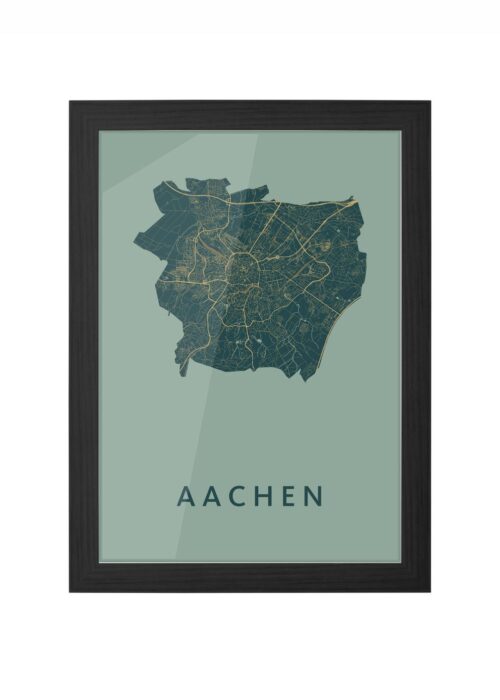 aachen stadskaart poster ingelijst in zwarte lijst