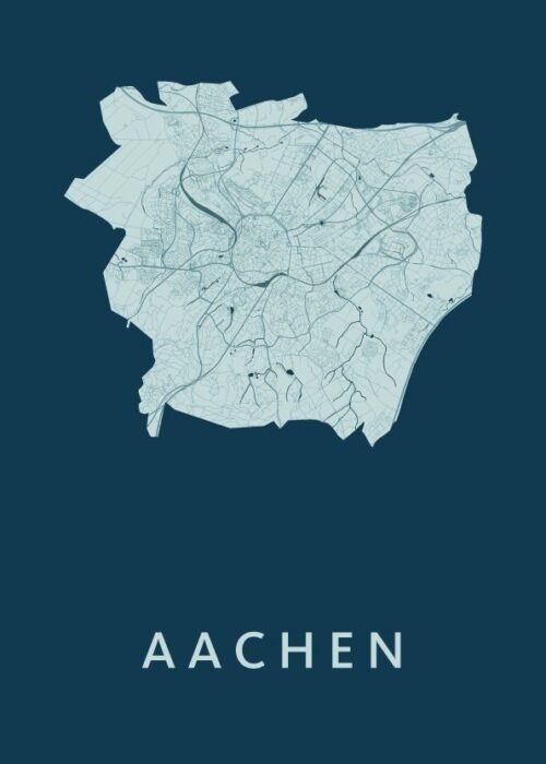 Aachen Stadskaart - Feldgrau poster