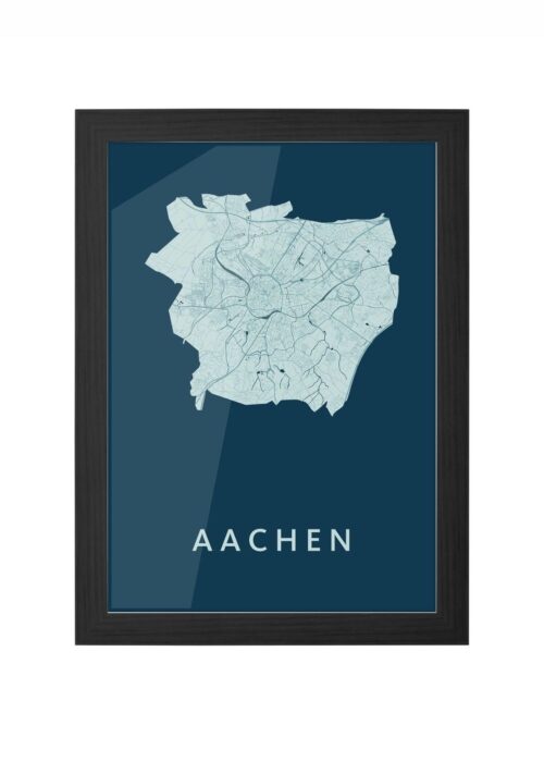 aachen stadskaart poster ingelijst in zwarte lijst