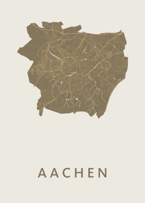 Aachen Stadskaart - Gold poster