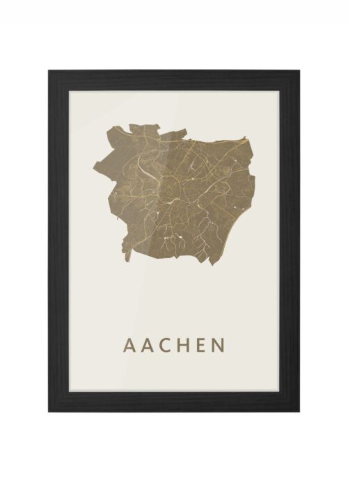 aachen stadskaart poster ingelijst in zwarte lijst