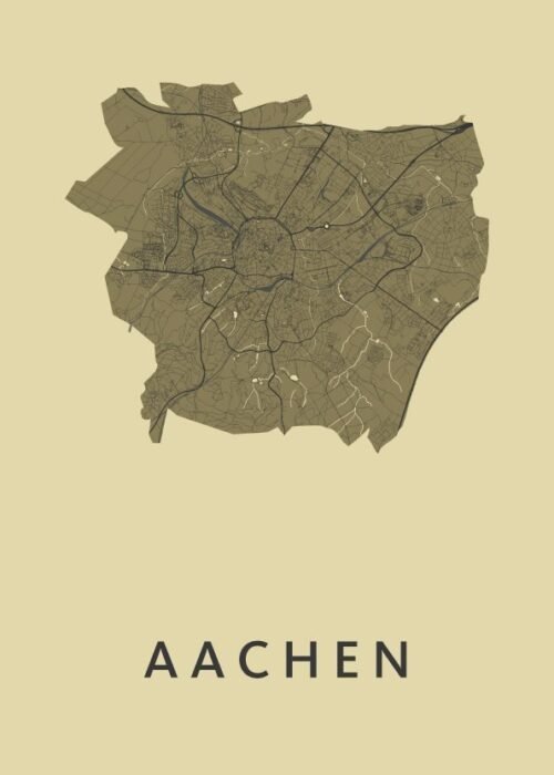 Aachen Stadskaart - GoldenRod poster