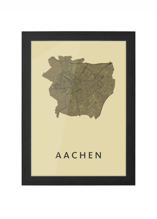 aachen stadskaart poster ingelijst in zwarte lijst