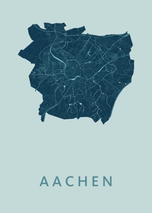 Aachen Stadskaart - Mint poster