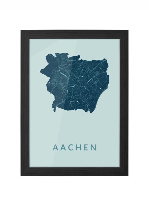 aachen stadskaart poster ingelijst in zwarte lijst