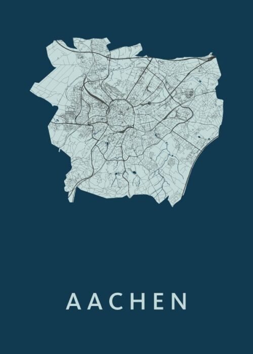 Aachen Stadskaart - Navy poster