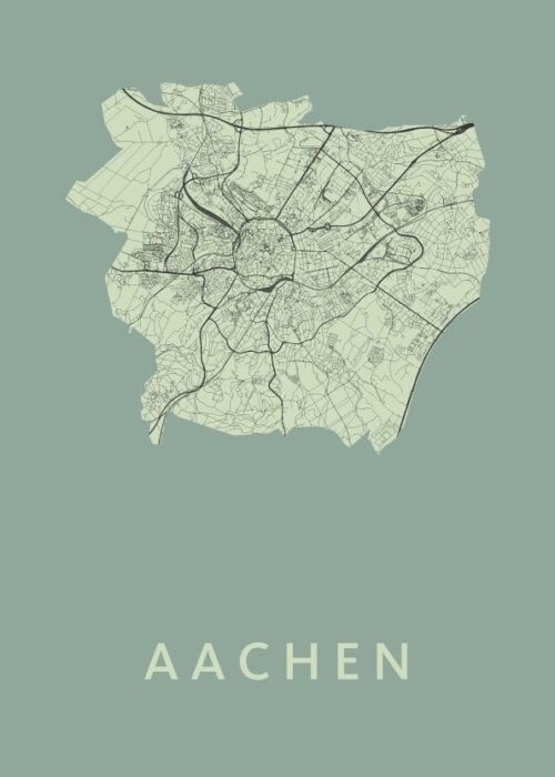 Aachen Stadskaart - Olive poster
