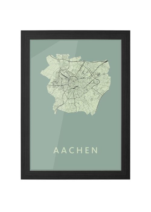 aachen stadskaart poster ingelijst in zwarte lijst