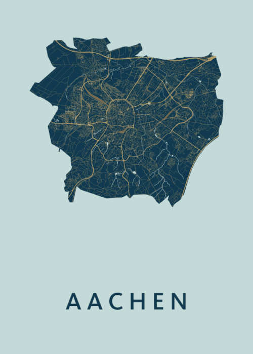 Aachen Stadskaart - Prussian poster