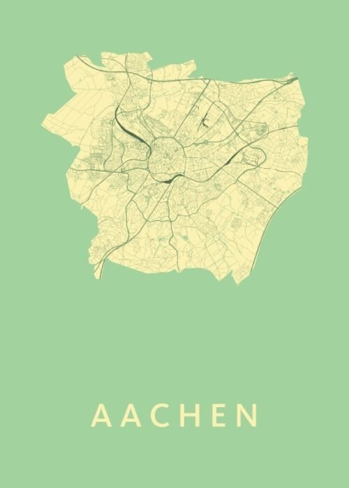 Aachen Stadskaart - Spring poster