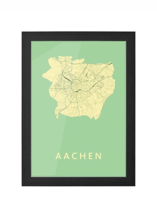 aachen stadskaart poster ingelijst in zwarte lijst