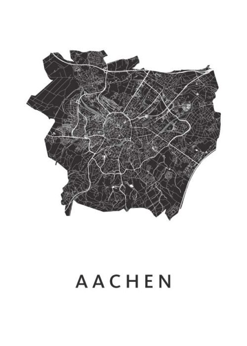 Aachen Stadskaart - White poster