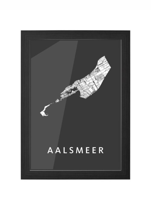 aalsmeer stadskaart poster ingelijst in zwarte lijst