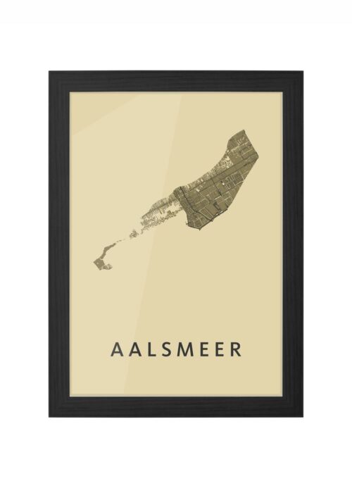 aalsmeer stadskaart poster ingelijst in zwarte lijst