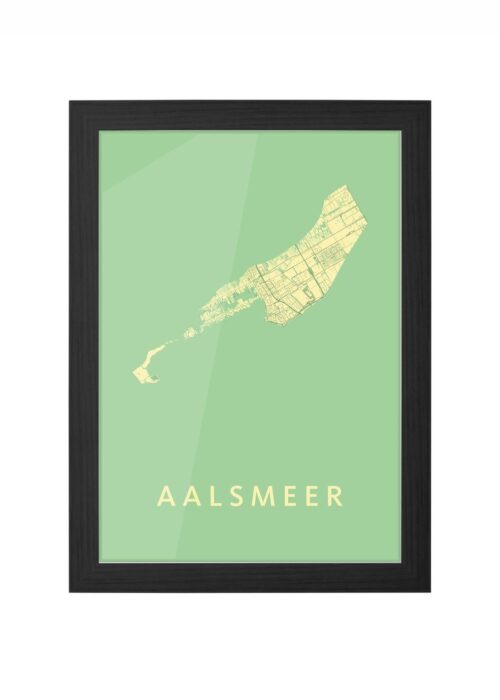 aalsmeer stadskaart poster ingelijst in zwarte lijst