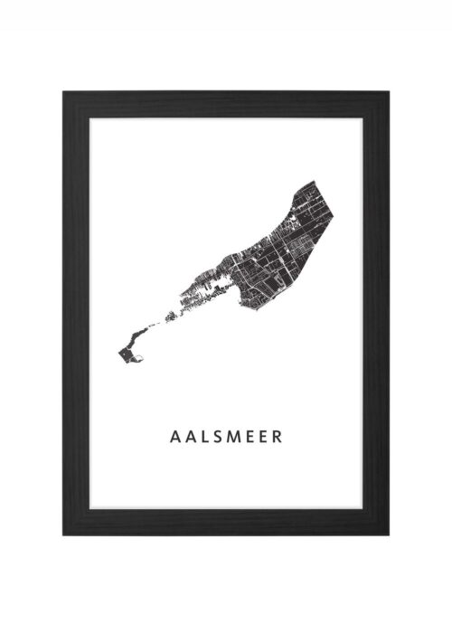 aalsmeer stadskaart poster ingelijst in zwarte lijst