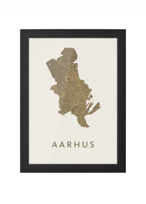 aarhus stadskaart poster ingelijst in zwarte lijst