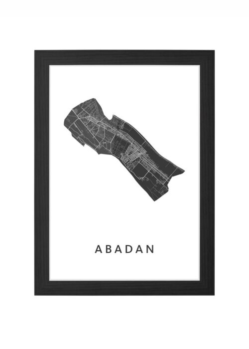 abadan kaart poster ingelijst in zwarte lijst