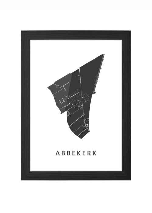 abbekerk kaart poster ingelijst in zwarte lijst