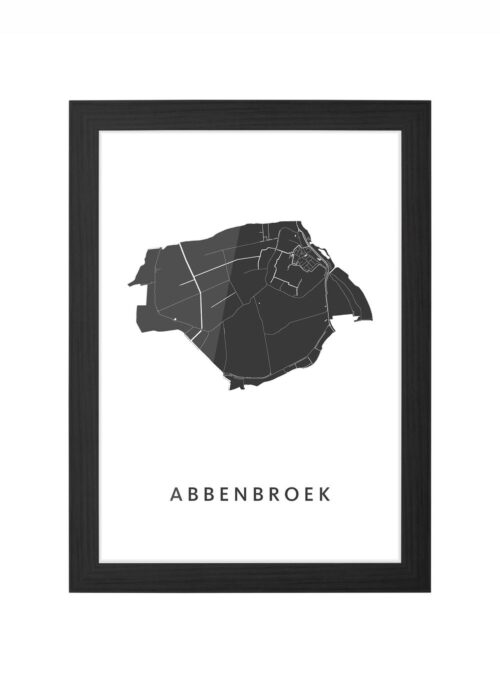 abbenbroek kaart poster ingelijst in zwarte lijst
