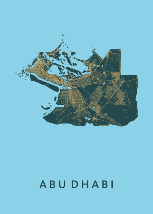 Abu Dhabi Stadskaart - Azure poster