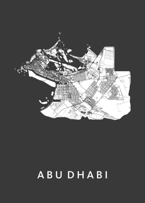 Abu Dhabi Stadskaart - Black poster