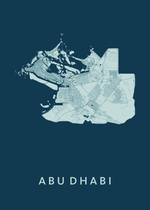 Abu Dhabi Stadskaart - Feldgrau poster