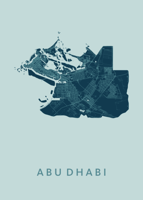 Abu Dhabi Stadskaart - Mint poster
