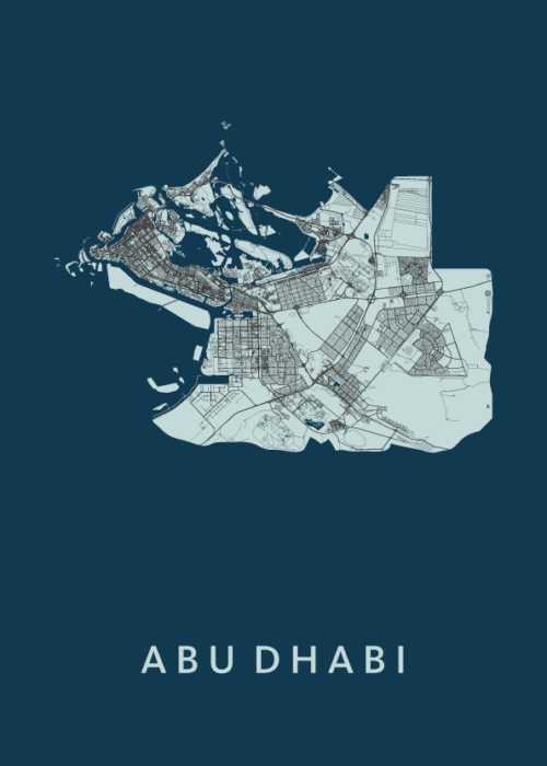 Abu Dhabi Stadskaart - Navy poster