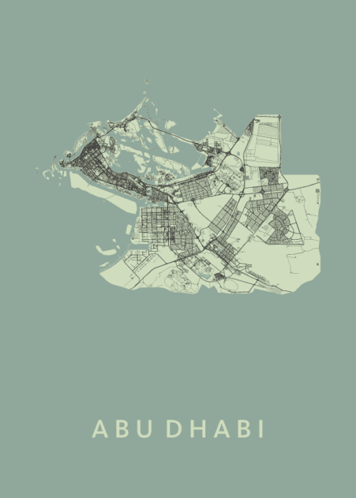 Abu Dhabi Stadskaart - Olive poster
