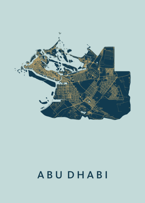 Abu Dhabi Stadskaart - Prussian poster