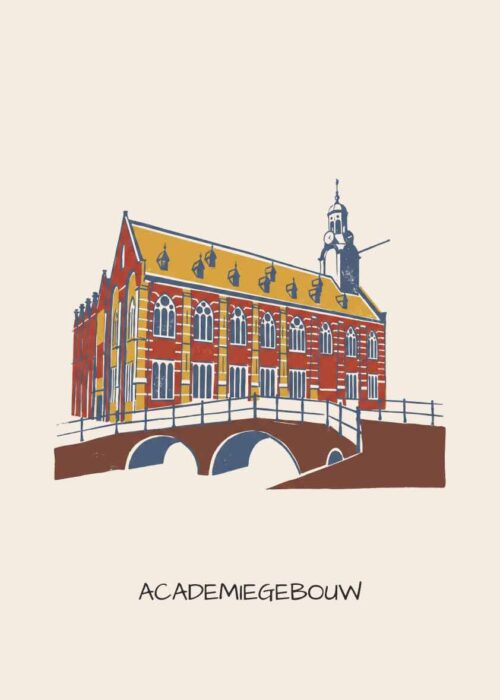 Academiegebouw Leiden - Linosnede-stijl