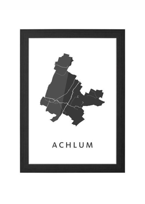 achlum kaart poster ingelijst in zwarte lijst